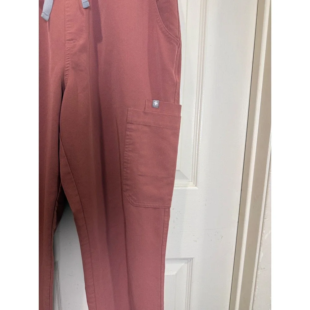 FIGS HW Yola Skinny Cargo Scrub Pants Mauve Rose Pink PO 2656 Size Large Tall